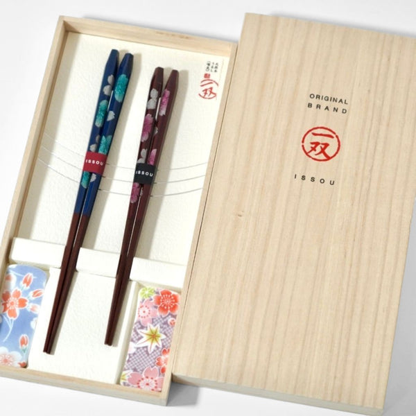 桜彩 箸置付夫婦箸 友禅さくら/鹿の子