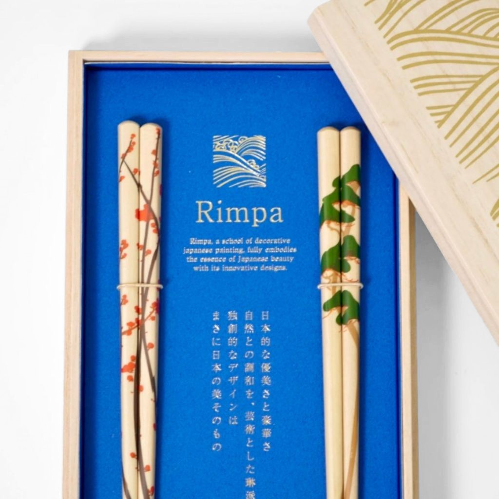 Rimpa 梅×松 箸置付夫婦箸 – 漆器 高翆