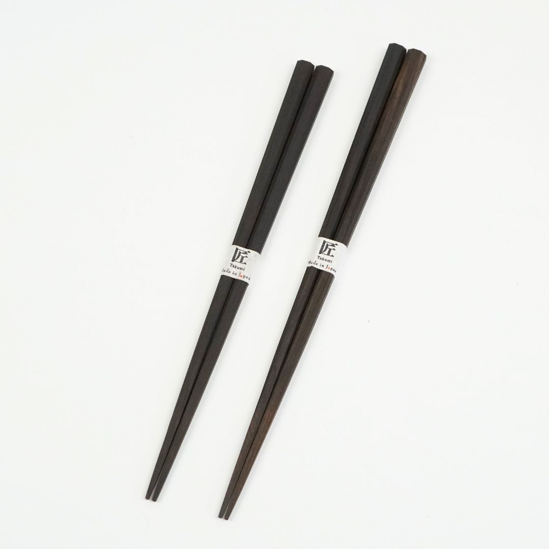 漆八角先黒檀 箸（24.0cm/22.0cm） – 漆器 高翆