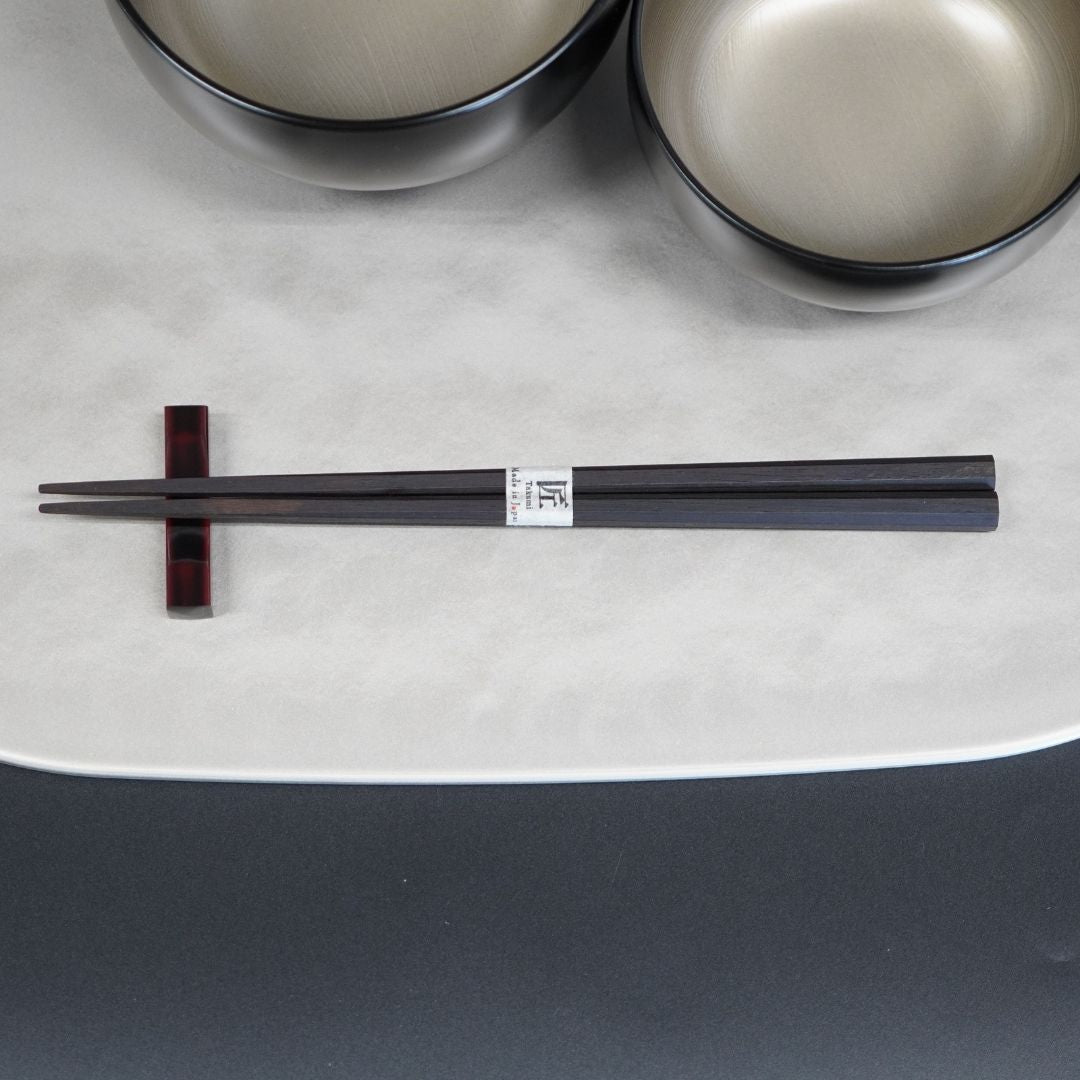 漆八角先黒檀 箸（24.0cm/22.0cm）