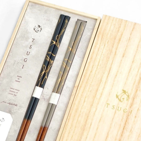 若狭 食洗対応箸 TSUGI 夫婦箸 (NV/GY)