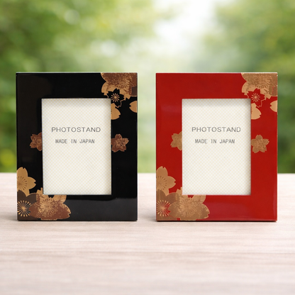 会津塗 フォトフレーム 金彩桜