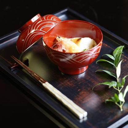 越前塗 布かすみ 長角膳