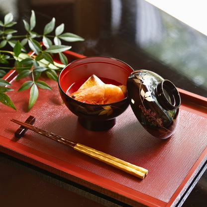 越前塗 布かすみ 長角膳